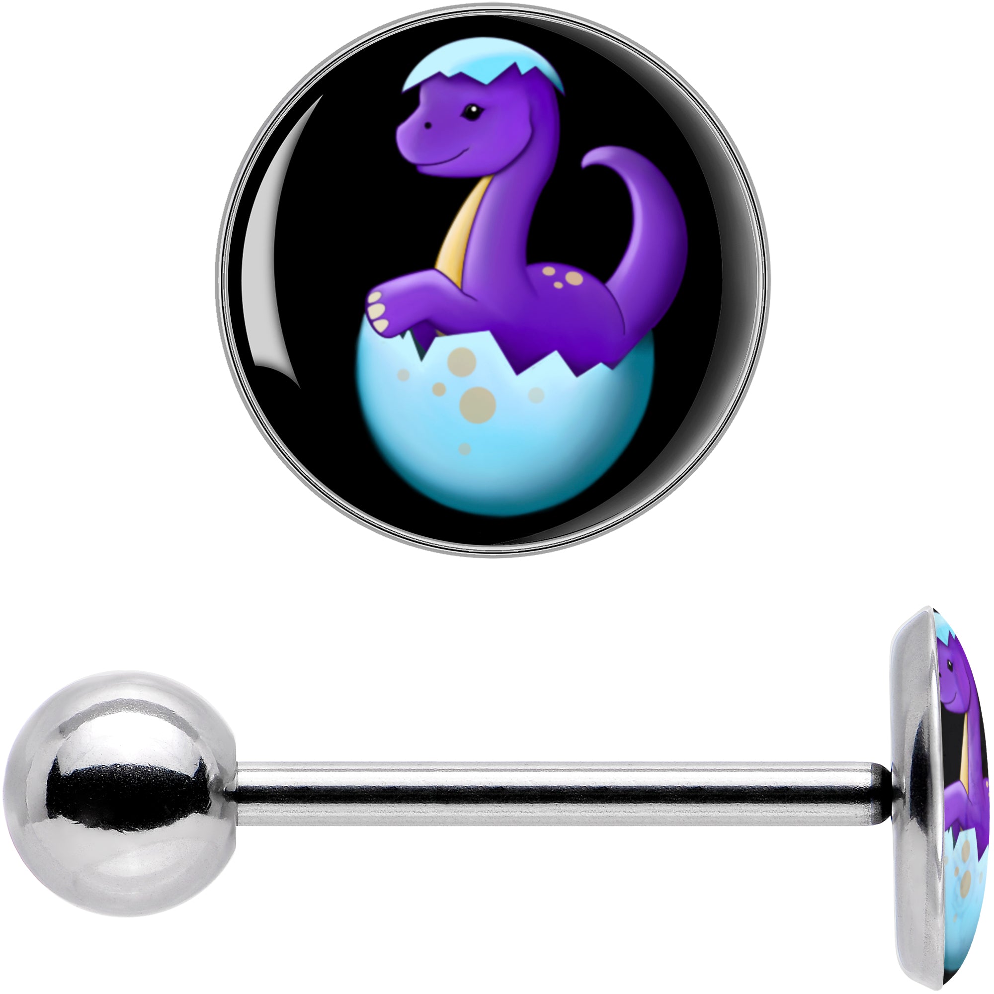 BodyCandy Baby Dinosaur Barbell Tongue Ring by Onyx O — in-use photo