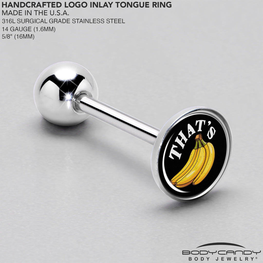 BodyCandy That is Bananas Barbell Tongue Ring by Onyx O — side view