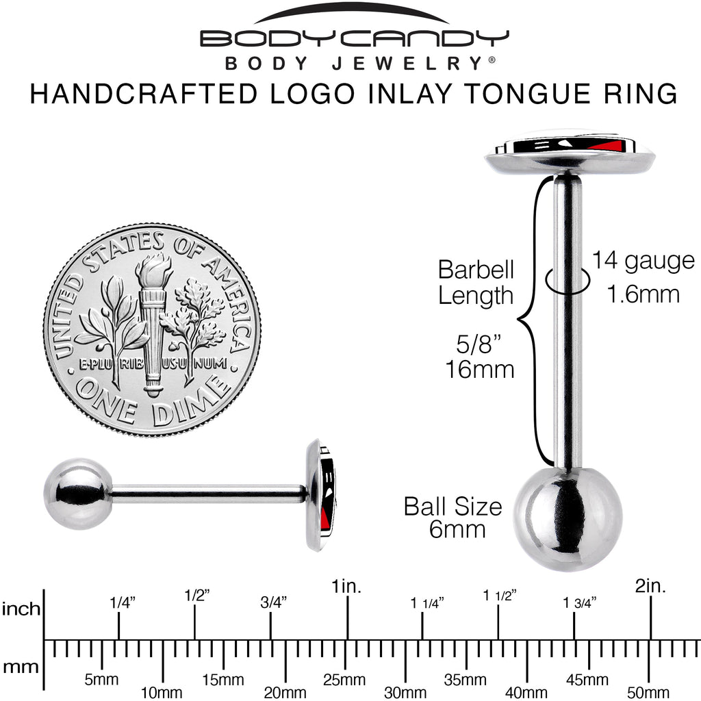 BodyCandy Battery Empty Barbell Tongue Ring by Onyx O — back view