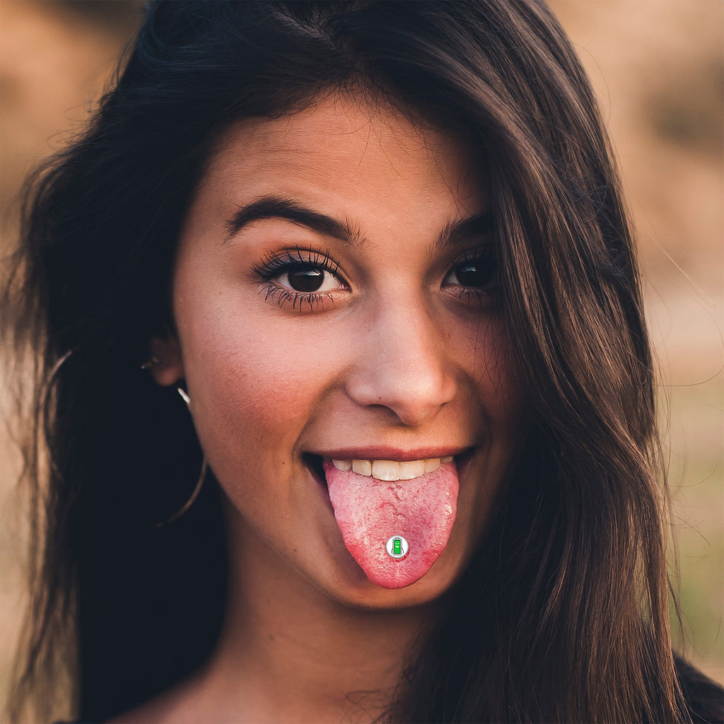 BodyCandy Battery Full Barbell Tongue Ring by Onyx O — lifestyle context