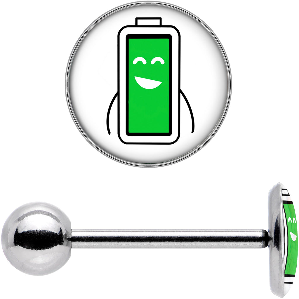 BodyCandy Battery Full Barbell Tongue Ring by Onyx O — in-use photo