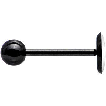 BodyCandy Power Button Glow in the Dark Black Anodized Barbell Tongue Ring — comparison shot