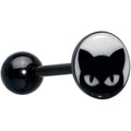 BodyCandy Glow in the Dark Black Anodized Peeking Black Cat Barbell Tongue Ring by Onyx O — main product shot