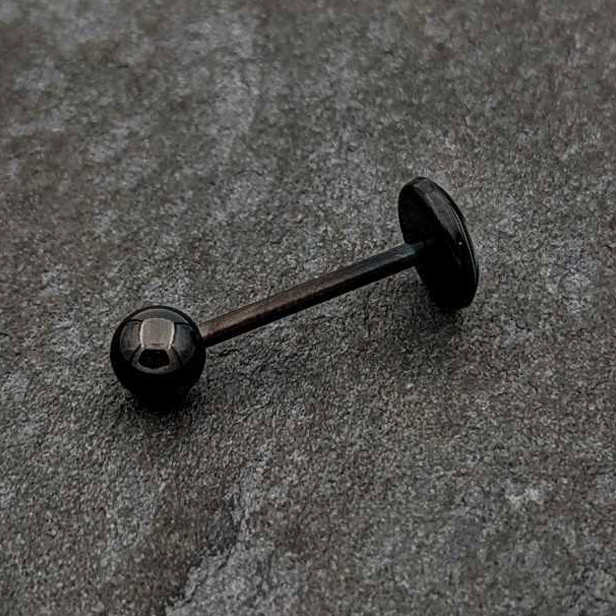 BodyCandy Glow in the Dark Black Anodized Peeking Black Cat Barbell Tongue Ring by Onyx O — size reference