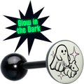 BodyCandy Glow in the Dark Black Anodized Halloween Ghost and Dog Barbell Tongue Ring by Onyx O — main product shot