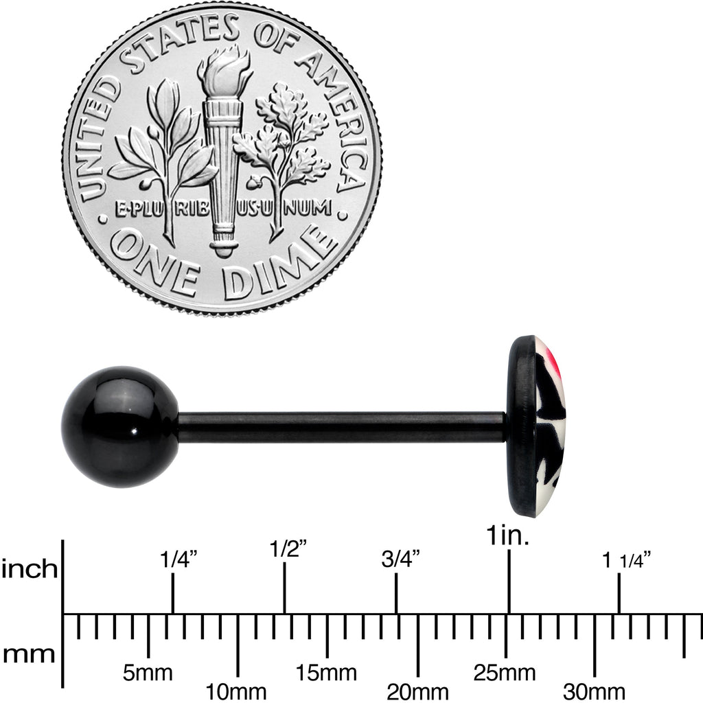 BodyCandy Black Glow in the Dark I Love Me Barbell Tongue Ring by Onyx O — in-use photo