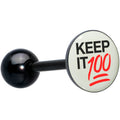 BodyCandy Glow in the Dark Black Anodized Keep it 100 Barbell Tongue Ring by Onyx O — main product shot