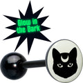 BodyCandy Glow in the Dark Black Anodized Mystic Kitty Cat Barbell Tongue Ring by Onyx O — main product shot