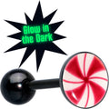 BodyCandy Glow in the Dark Black Anodized Holiday Peppermint Candy Barbell Tongue Ring by Onyx O — main product shot