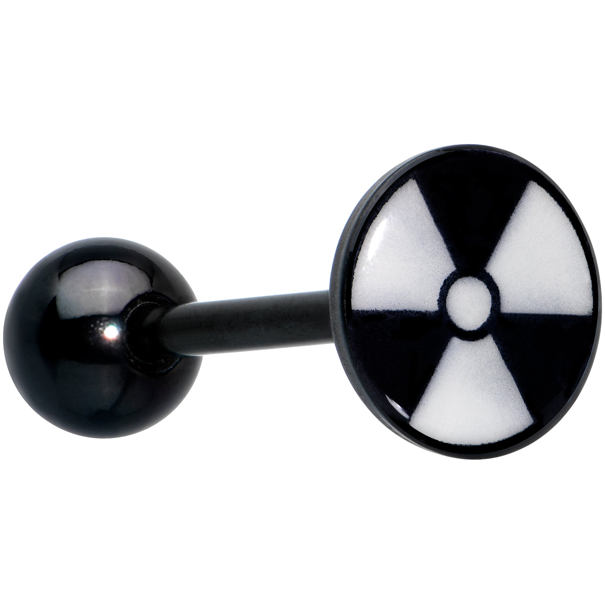 BodyCandy Glow in the Dark Black Anodized Radioactive Barbell Tongue Ring by Onyx O — in-use photo