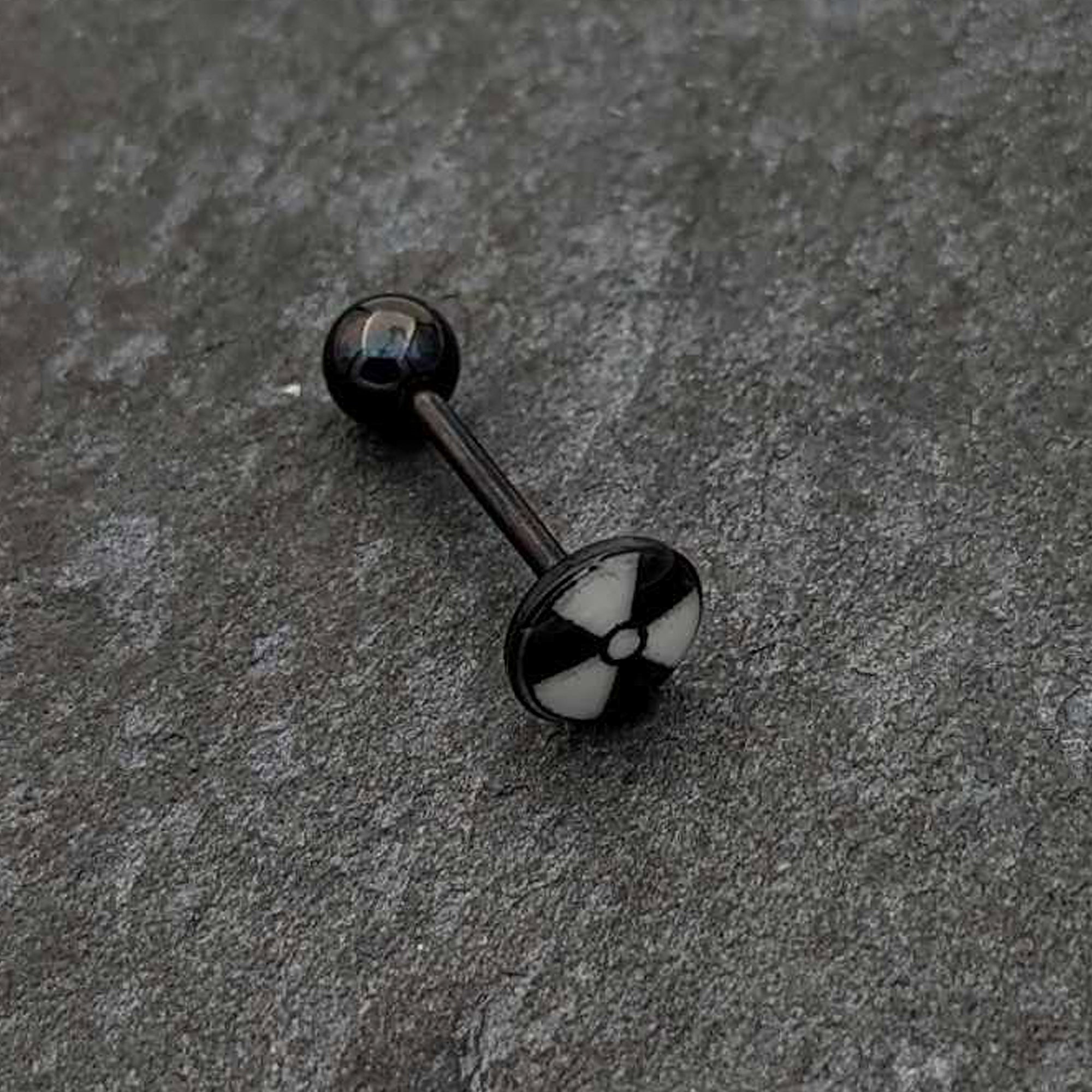 BodyCandy Glow in the Dark Black Anodized Radioactive Barbell Tongue Ring by Onyx O — alternative angle