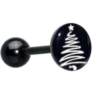 BodyCandy Black Glow in the Dark Holiday Christmas Tree Tongue Ring by Onyx O — main product shot