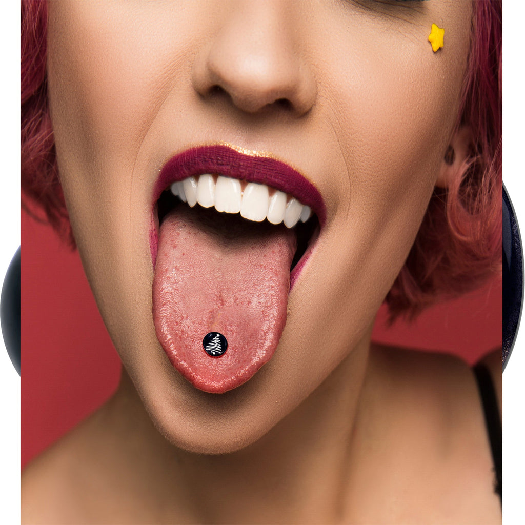 BodyCandy Black Glow in the Dark Holiday Christmas Tree Tongue Ring by Onyx O — lifestyle context