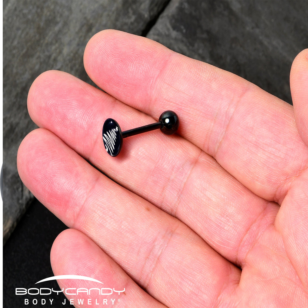 BodyCandy Black Glow in the Dark Holiday Christmas Tree Tongue Ring by Onyx O — side view