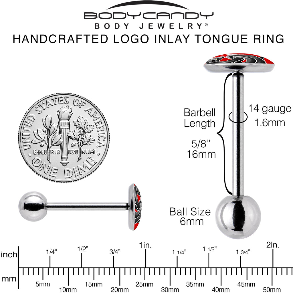 BodyCandy Black Snake Barbell Tongue Ring by Onyx O — back view