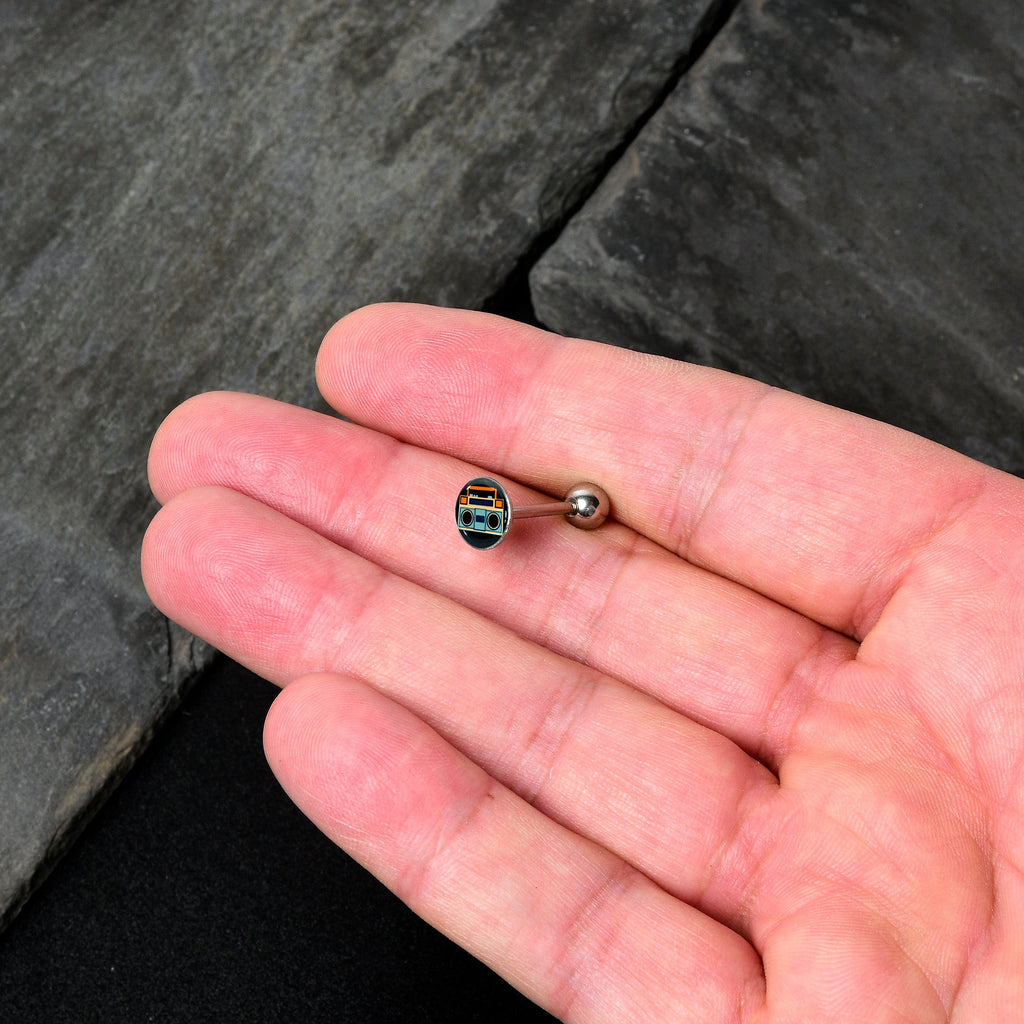 BodyCandy Retro Boombox Barbell Tongue Ring by Onyx O — lifestyle context