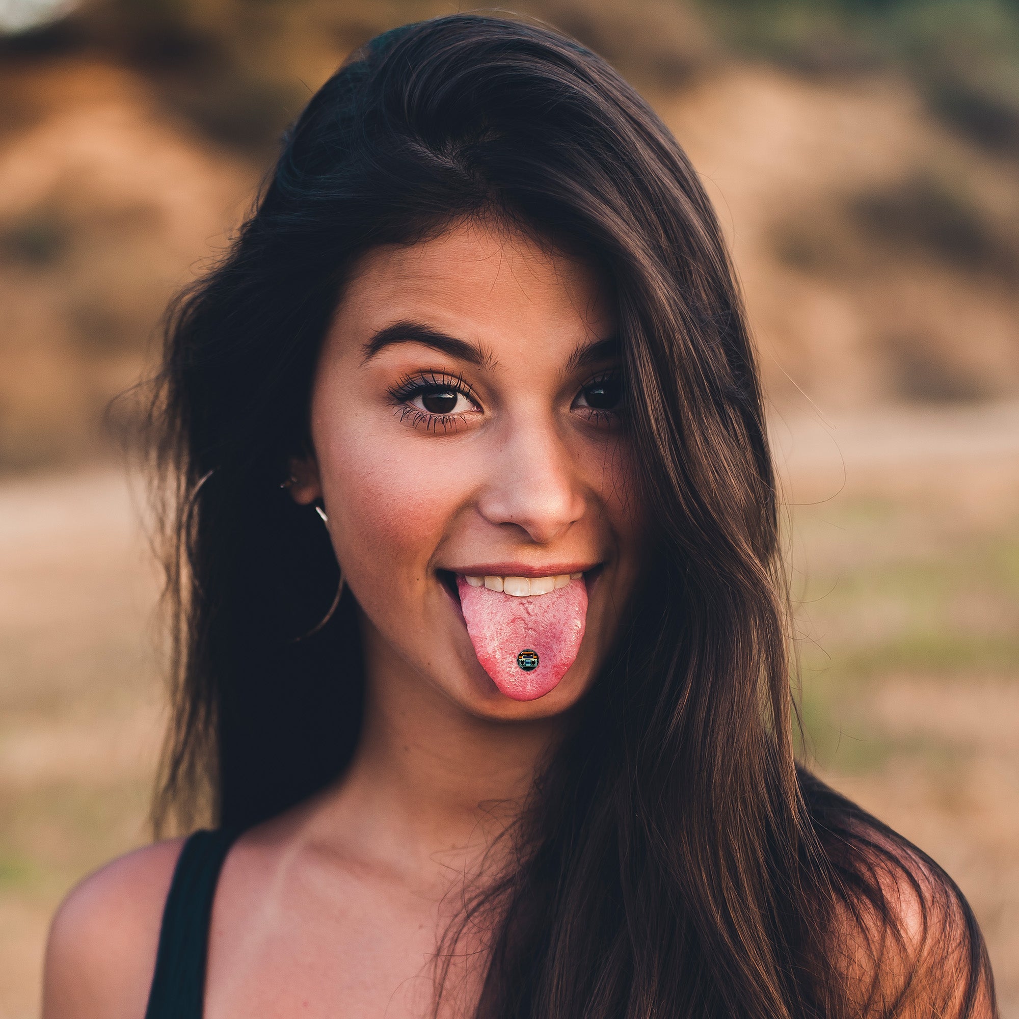 BodyCandy Retro Boombox Barbell Tongue Ring by Onyx O — side view