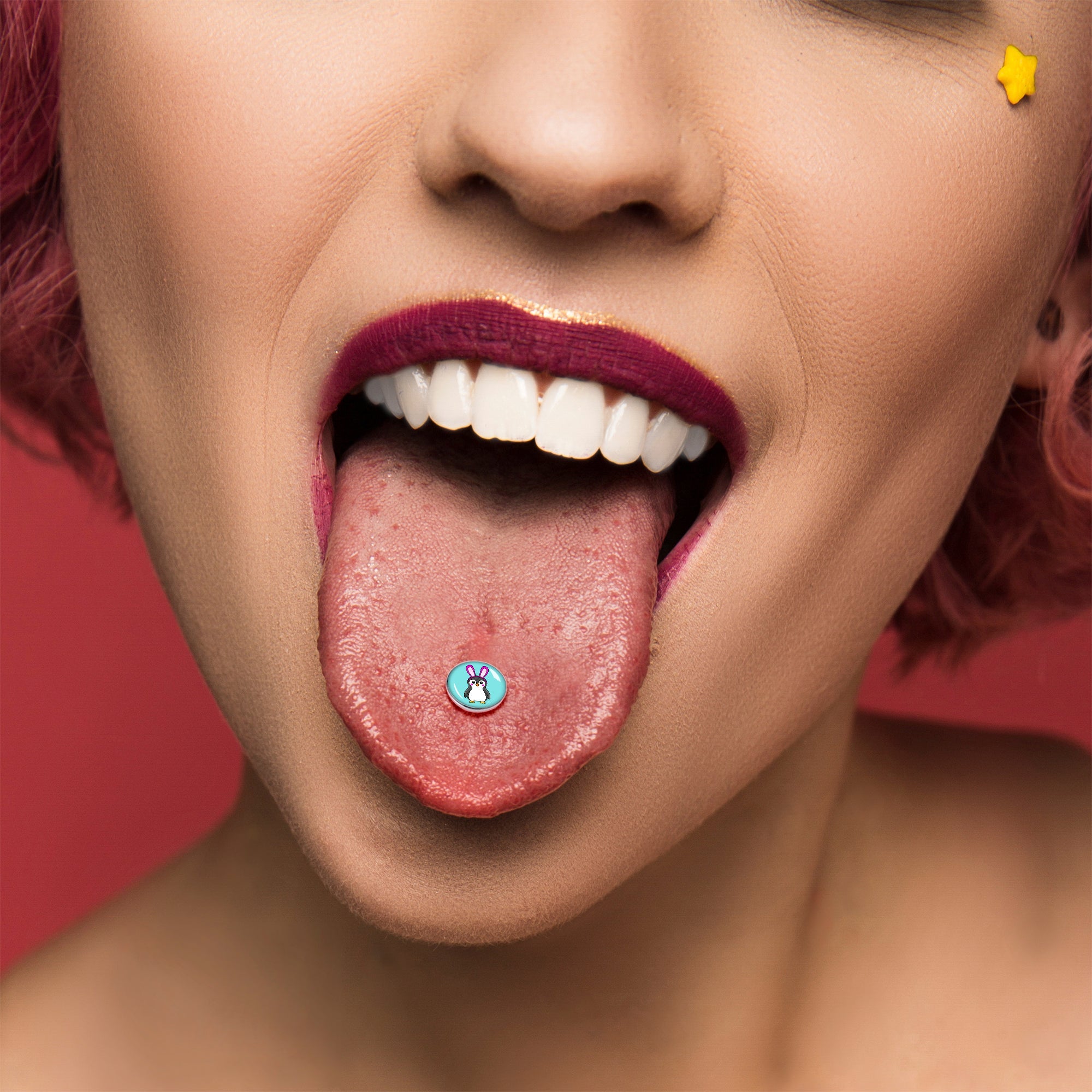 BodyCandy Bunny Penguin Barbell Tongue Ring by Onyx O — alternative angle