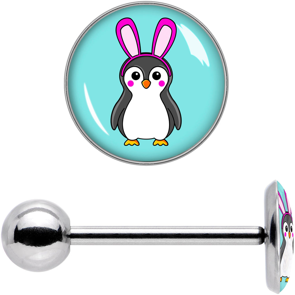 BodyCandy Bunny Penguin Barbell Tongue Ring by Onyx O — in-use photo