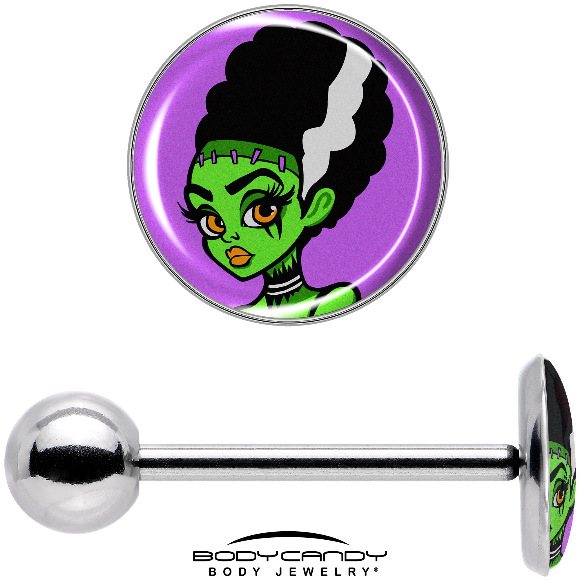 BodyCandy Bride of Frankenstein Barbell Tongue Ring by Onyx O — in-use photo