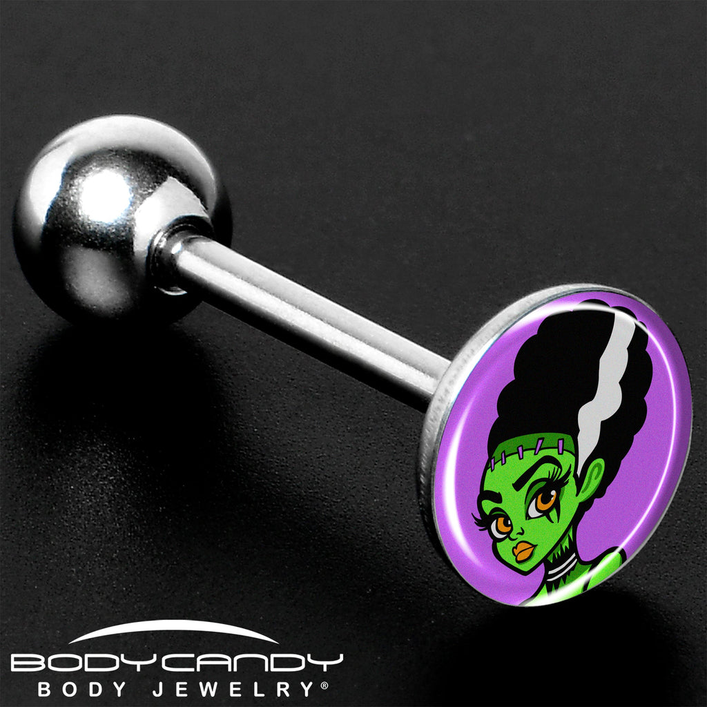 BodyCandy Bride of Frankenstein Barbell Tongue Ring by Onyx O — size reference