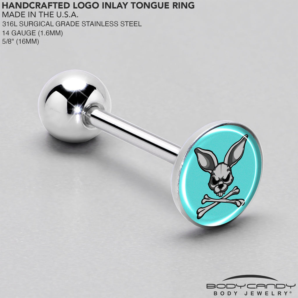 BodyCandy Bunny and Crossbones Barbell Tongue Ring by Onyx O — side view