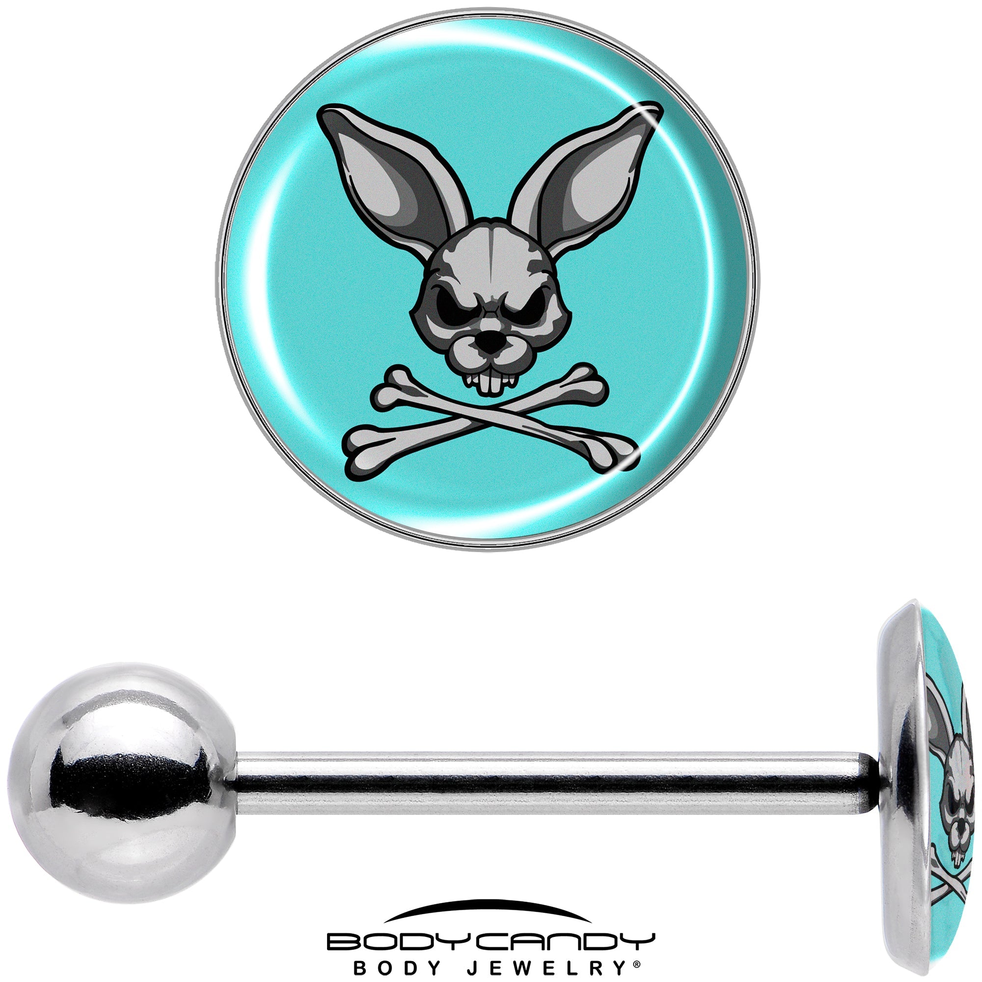 BodyCandy Bunny and Crossbones Barbell Tongue Ring by Onyx O — in-use photo