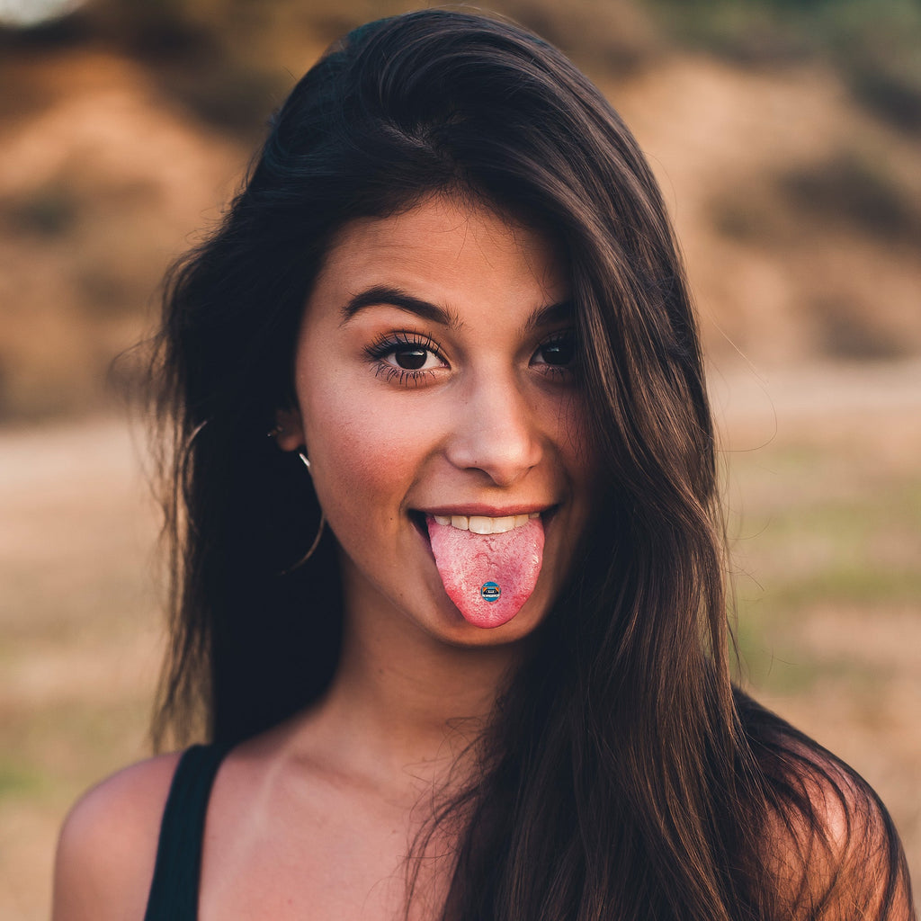 BodyCandy Retro Cassette Tape Barbell Tongue Ring by Onyx O — side view