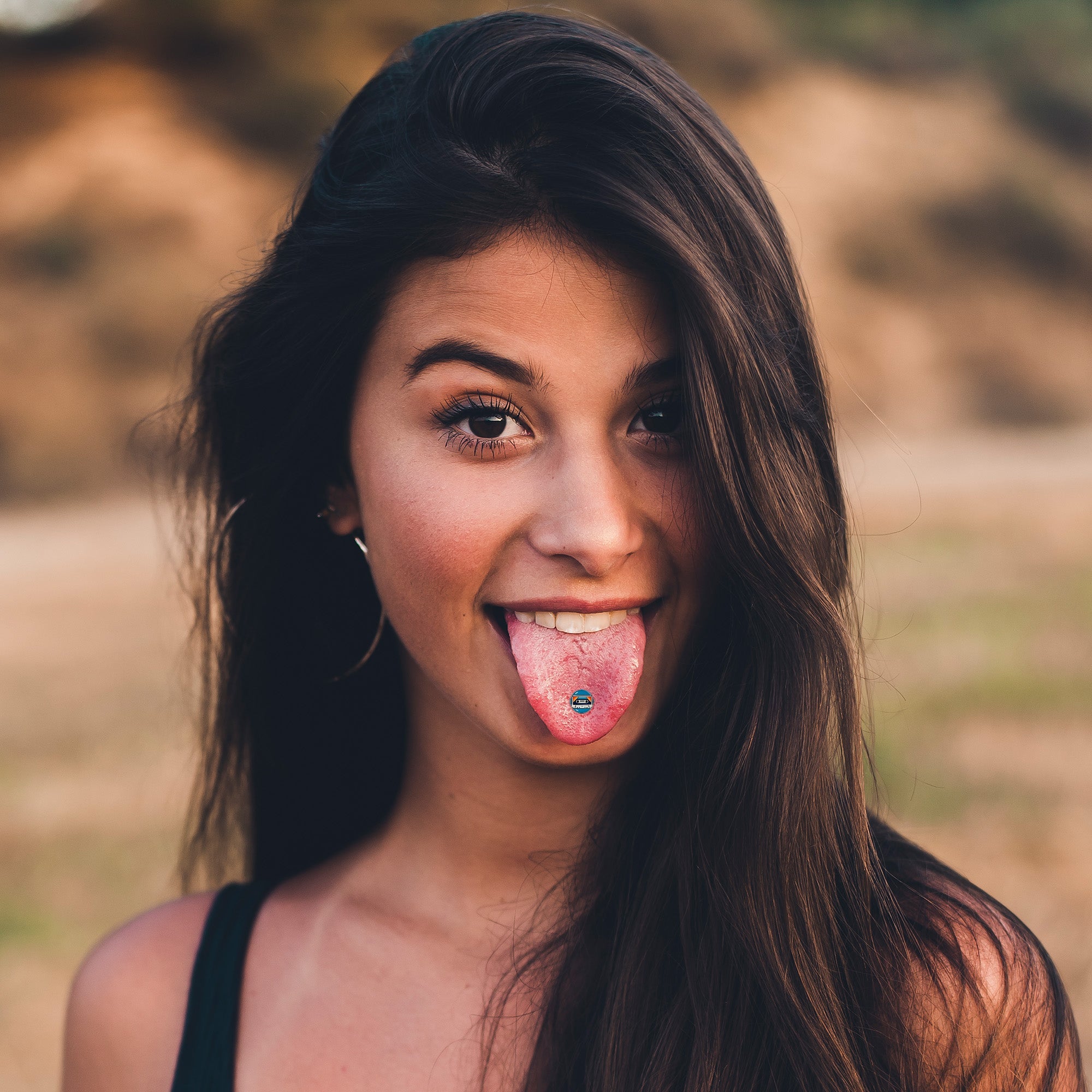 BodyCandy Retro Cassette Tape Barbell Tongue Ring by Onyx O — side view
