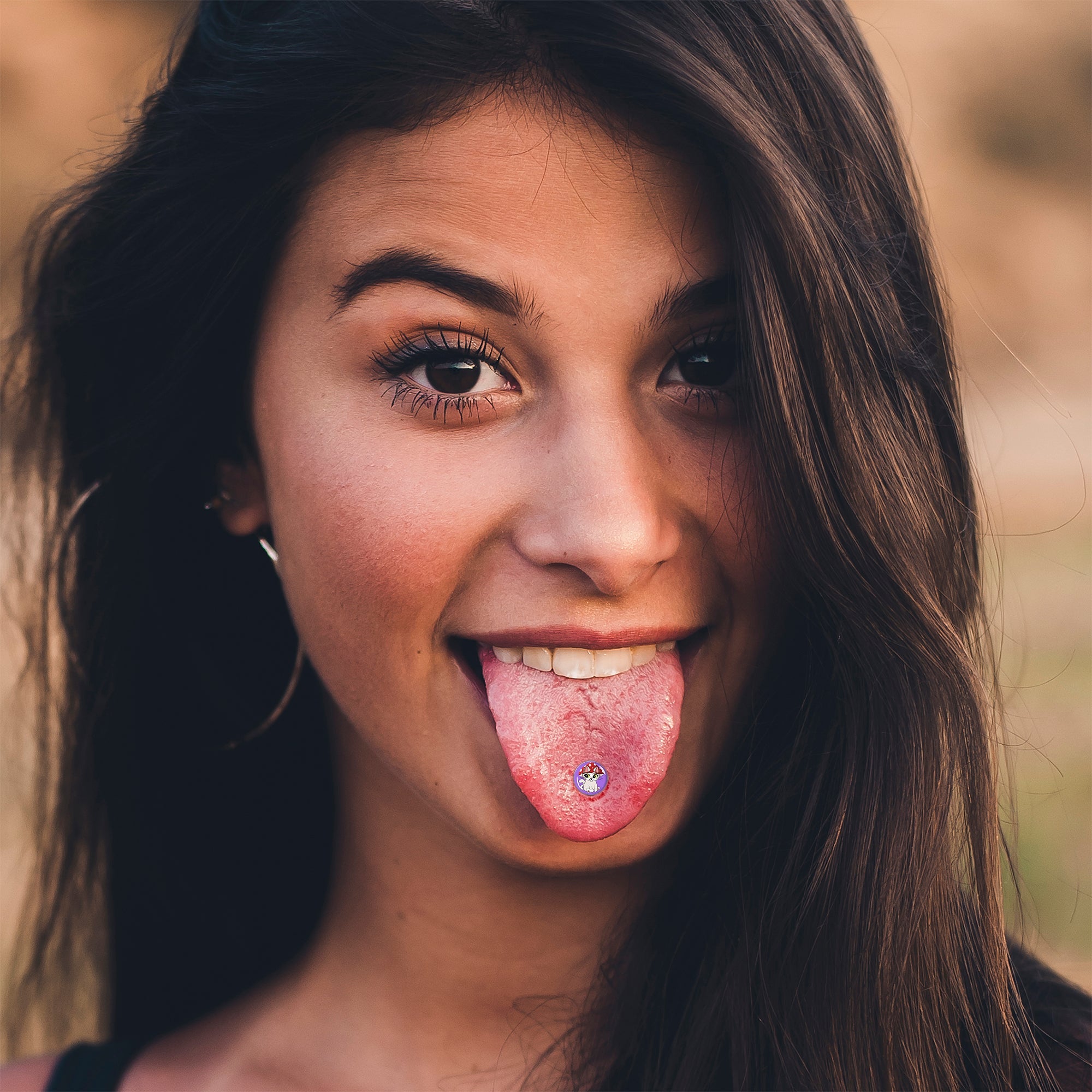 BodyCandy Polka Dot Mushroom Hat Cat Barbell Tongue Ring by Onyx O — lifestyle context