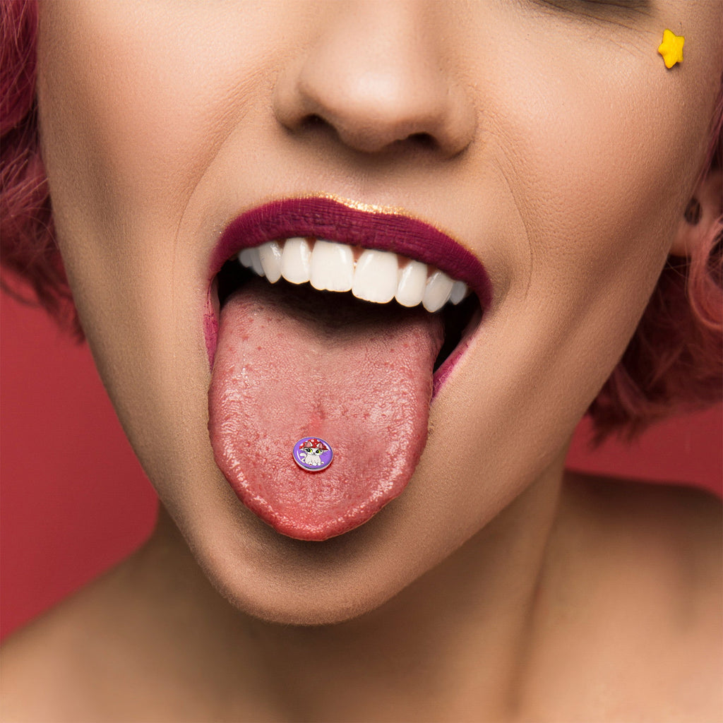 BodyCandy Polka Dot Mushroom Hat Cat Barbell Tongue Ring by Onyx O — alternative angle