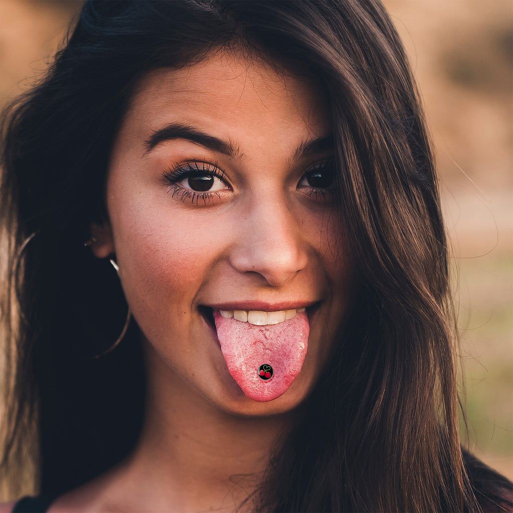 BodyCandy Cherry Heart Barbell Tongue Ring by Onyx O — lifestyle context