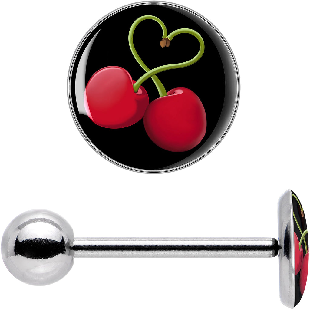 BodyCandy Cherry Heart Barbell Tongue Ring by Onyx O — in-use photo