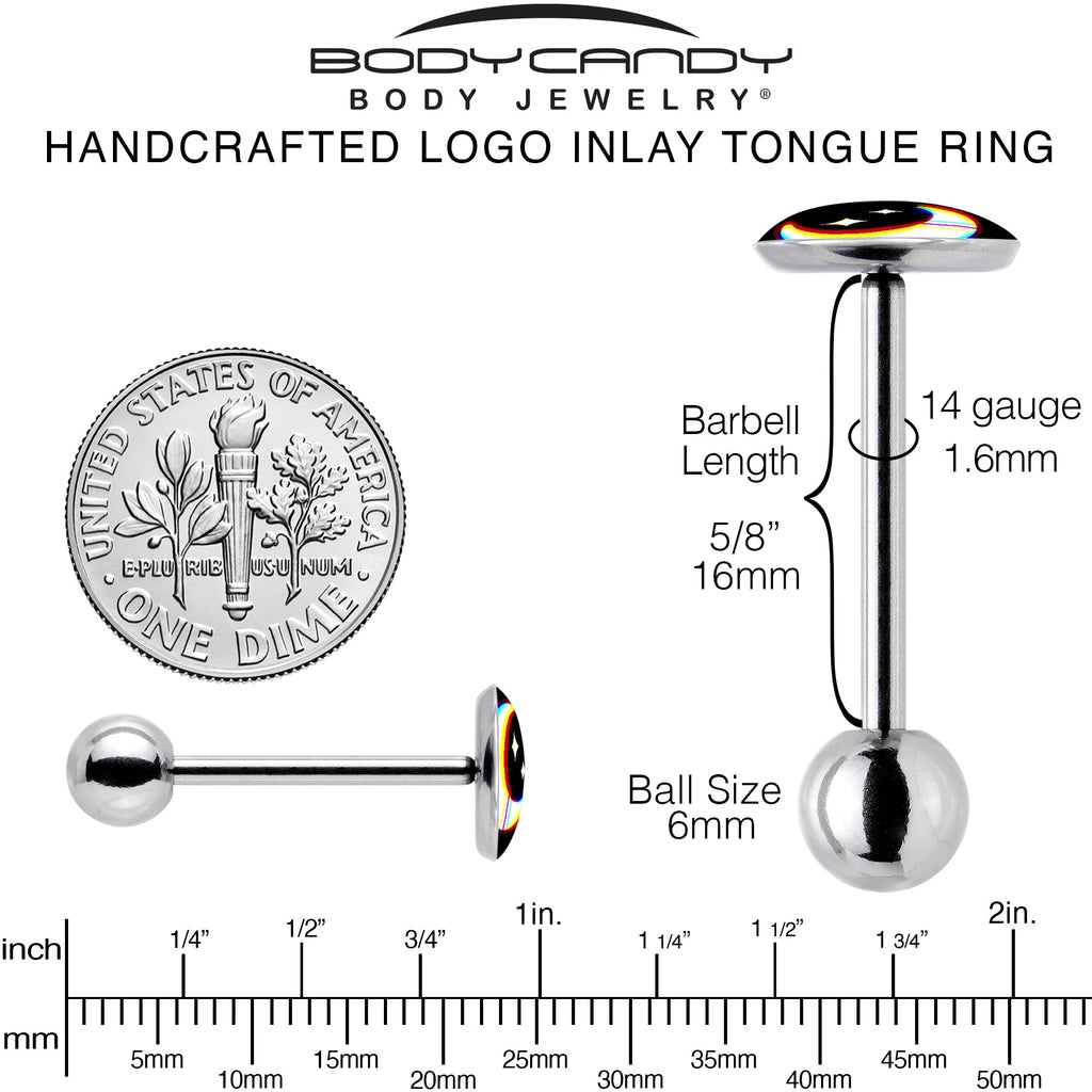 BodyCandy Chromatic Moon Barbell Tongue Ring by Onyx O — back view
