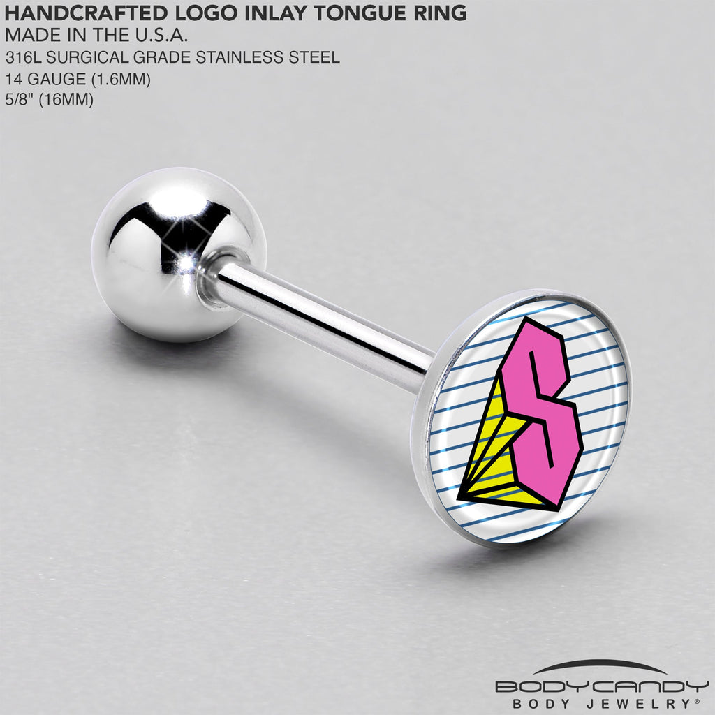 BodyCandy Hot Pink Cool S Barbell Tongue Ring by Onyx O — side view
