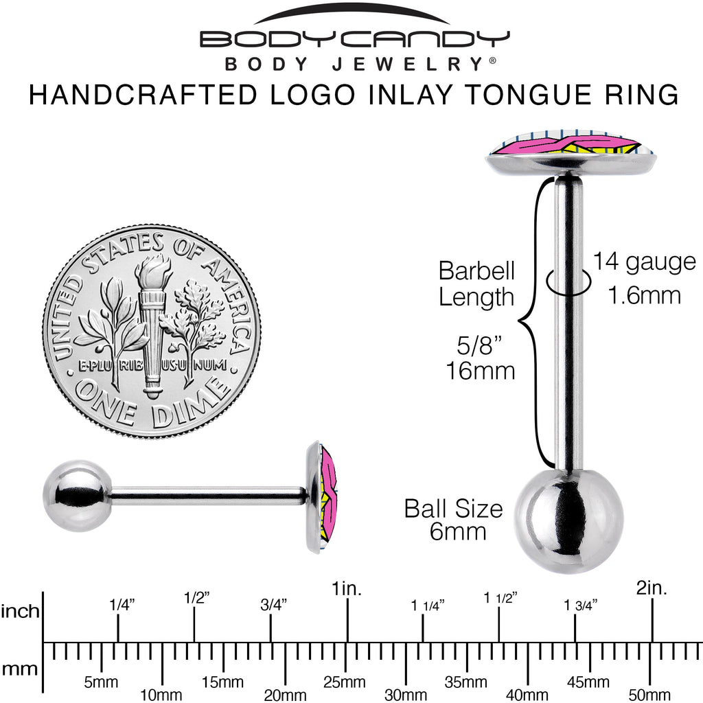 BodyCandy Hot Pink Cool S Barbell Tongue Ring by Onyx O — back view