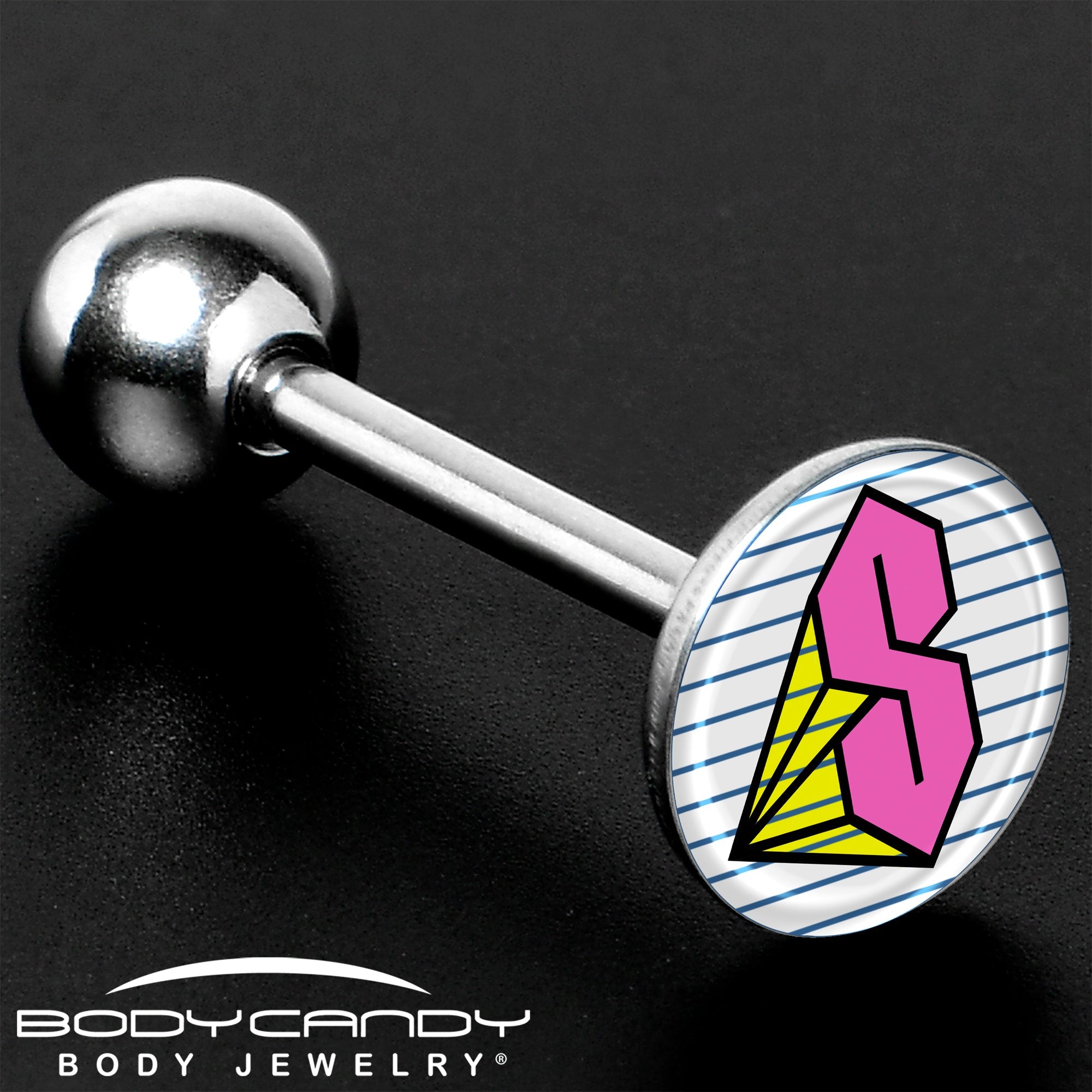 BodyCandy Hot Pink Cool S Barbell Tongue Ring by Onyx O — size reference