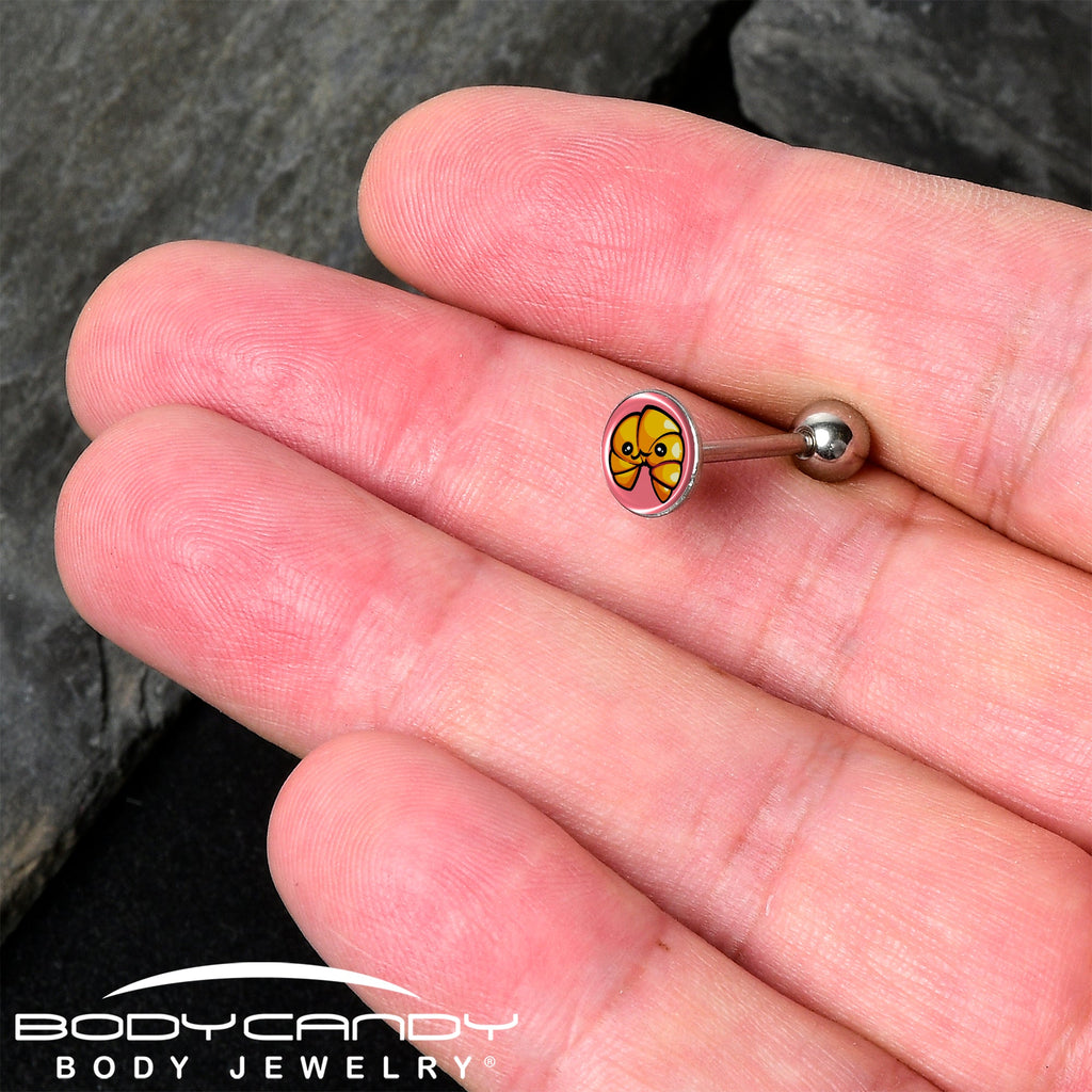 BodyCandy Quaso Croissant Barbell Tongue Ring by Onyx O — detail close-up