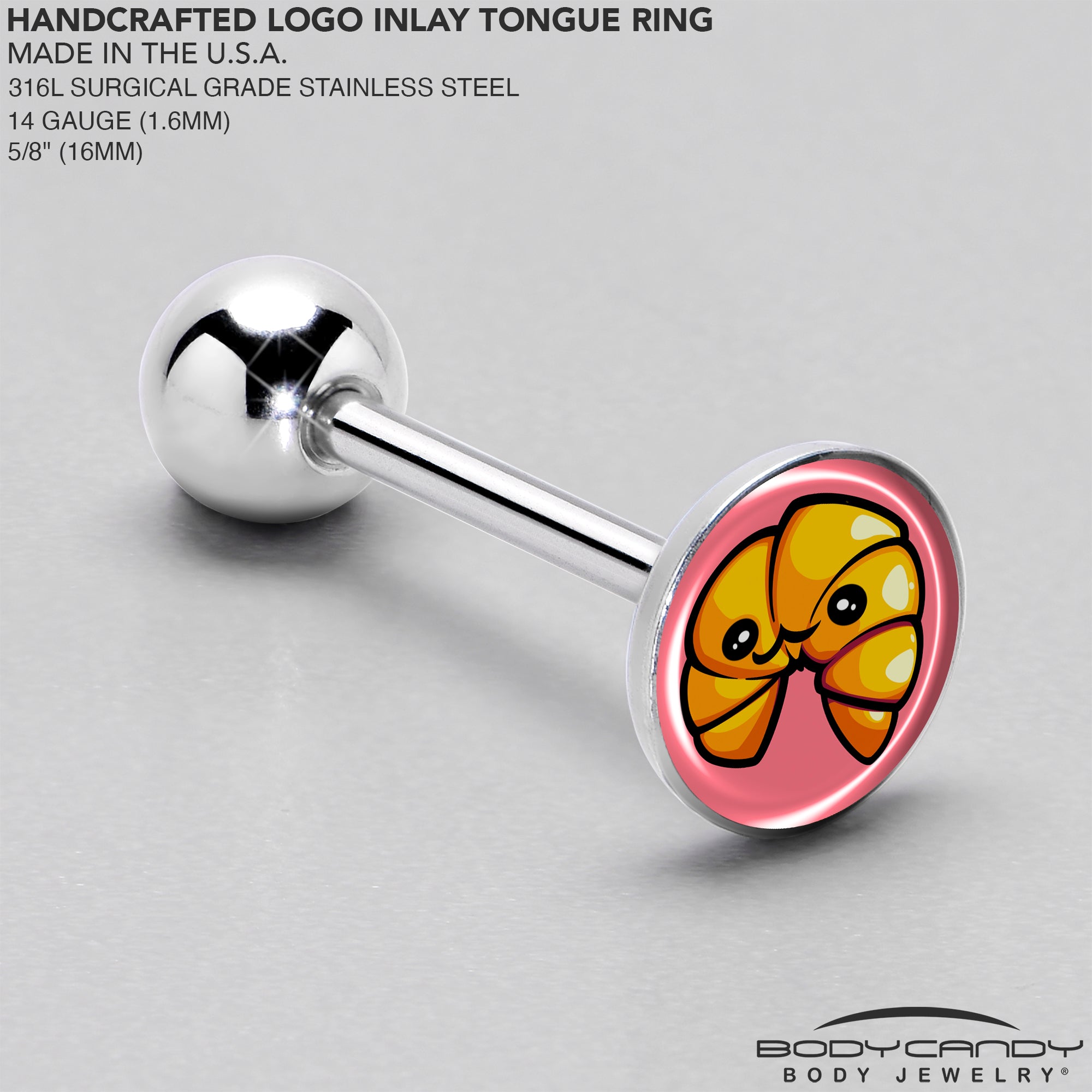 BodyCandy Quaso Croissant Barbell Tongue Ring by Onyx O — side view