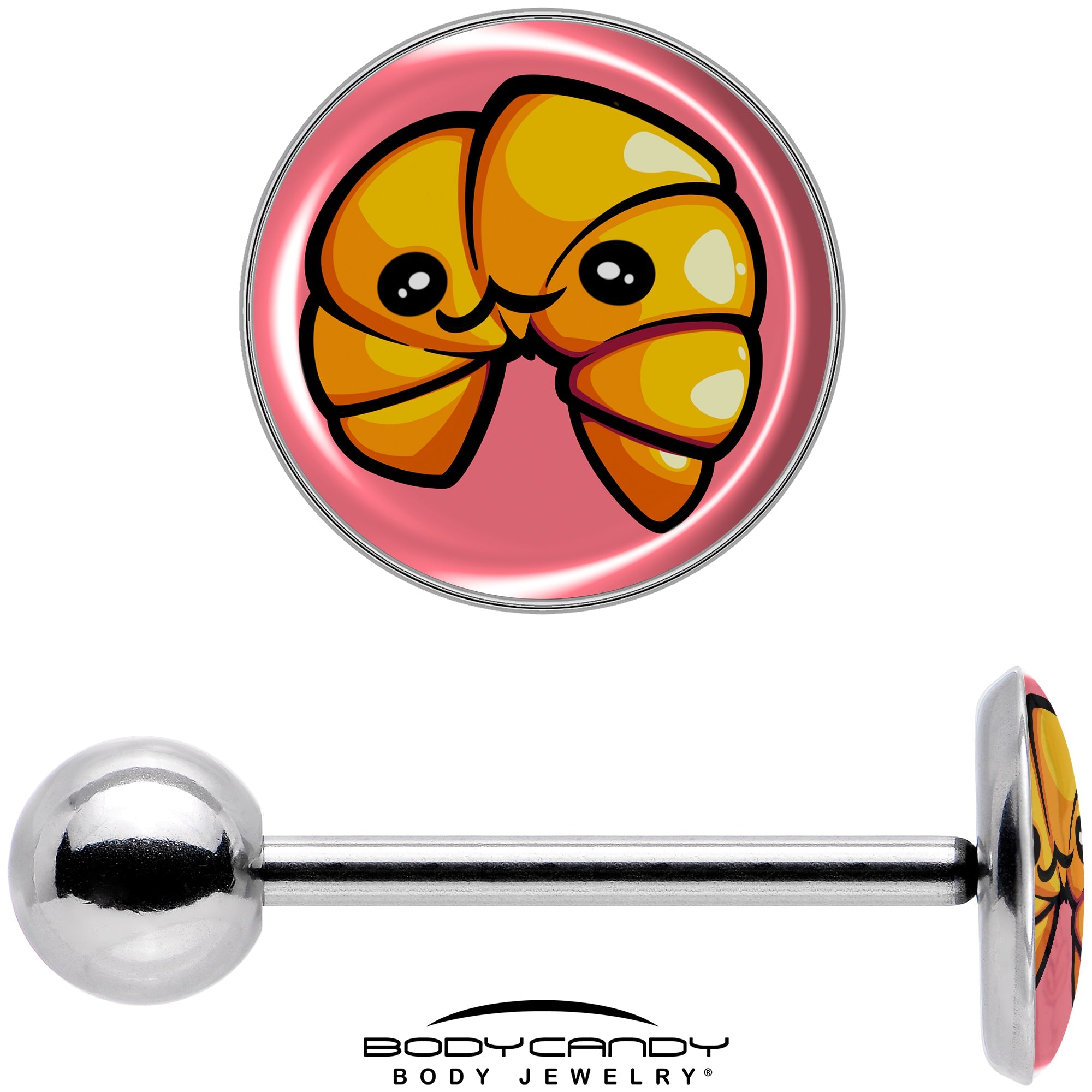 BodyCandy Quaso Croissant Barbell Tongue Ring by Onyx O — in-use photo