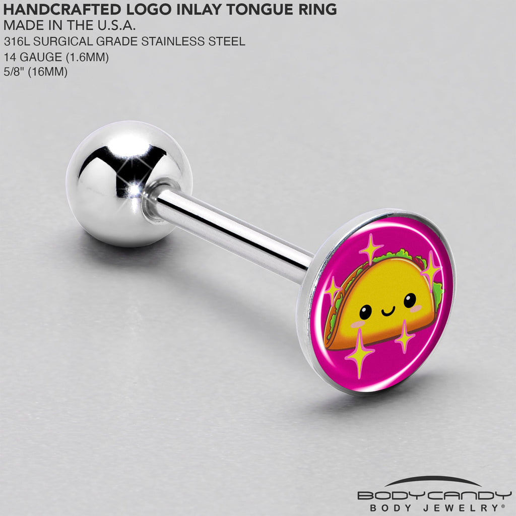 BodyCandy Mexican Fiesta Cute Taco Barbell Tongue Ring by Onyx O — side view