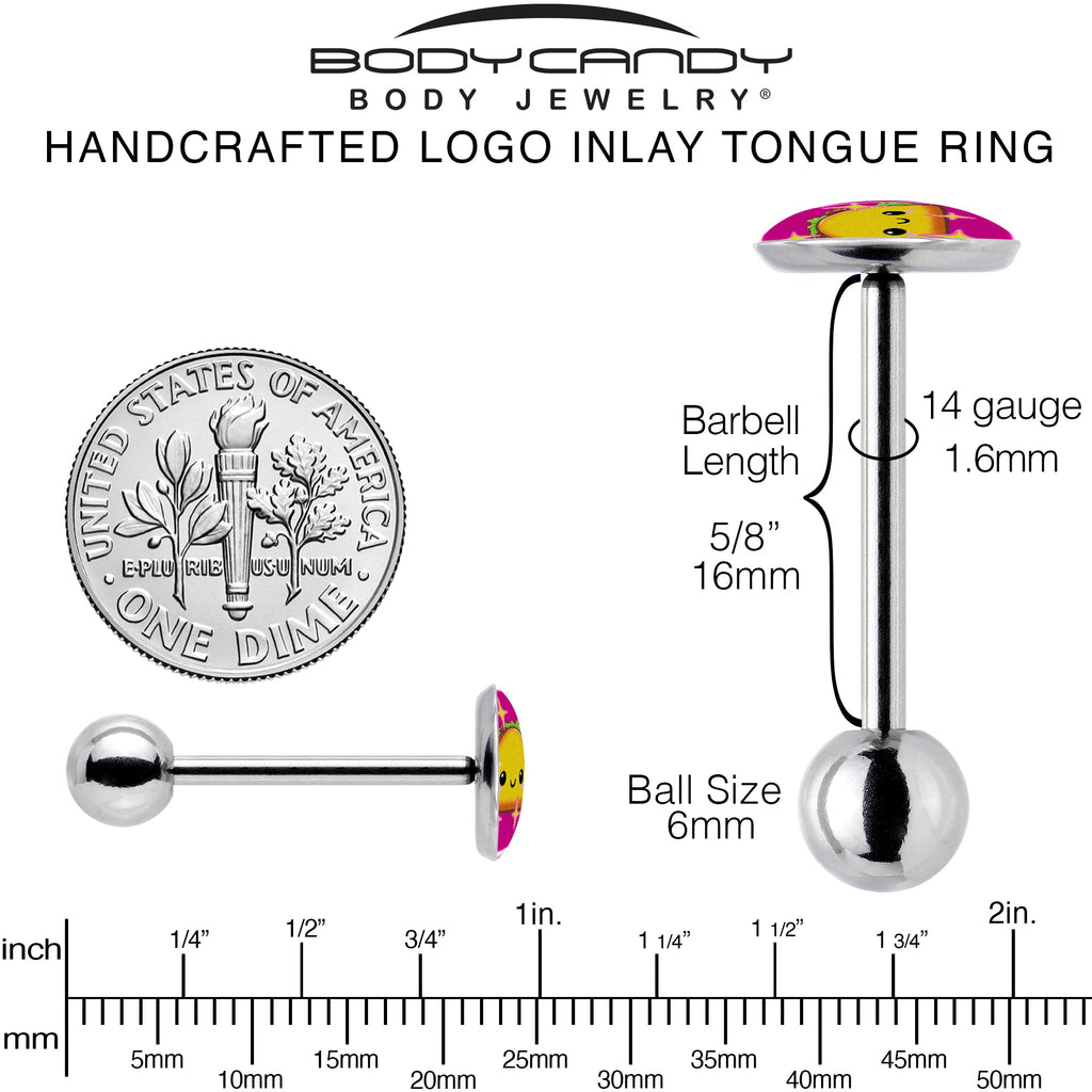 BodyCandy Mexican Fiesta Cute Taco Barbell Tongue Ring by Onyx O — back view
