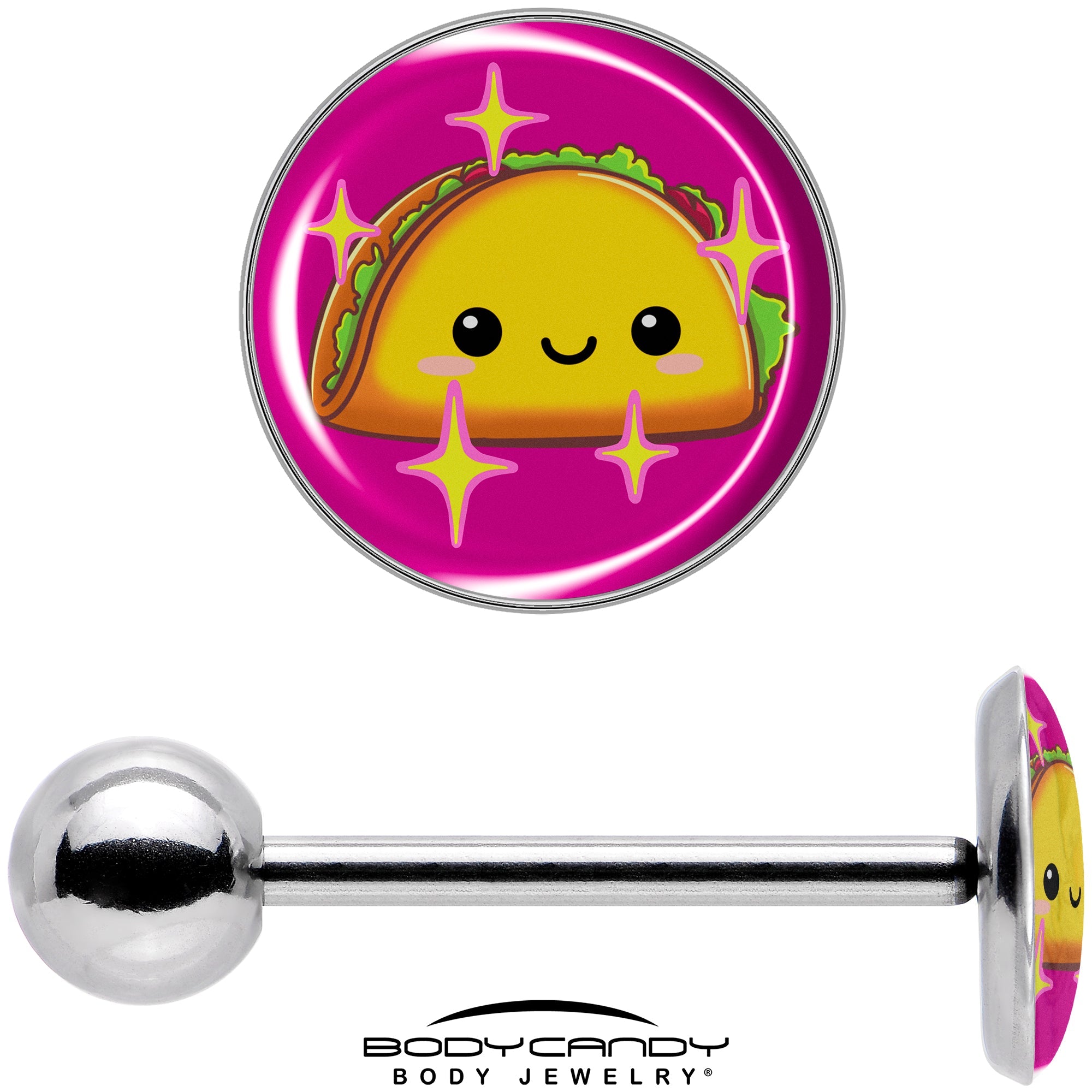 BodyCandy Mexican Fiesta Cute Taco Barbell Tongue Ring by Onyx O — in-use photo