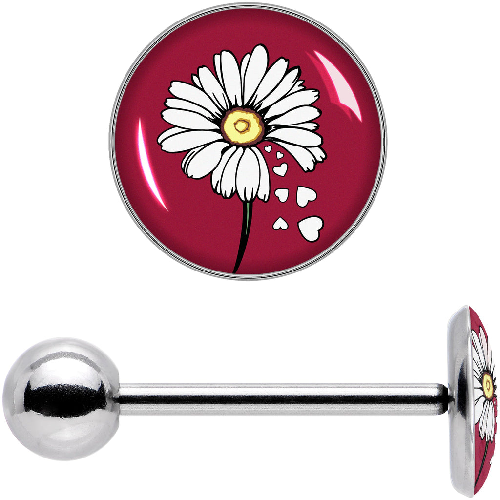 BodyCandy Love Me Not Flower Barbell Tongue Ring by Onyx O — in-use photo