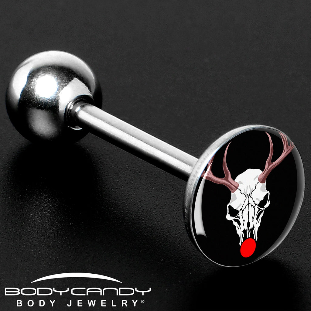 BodyCandy Holiday Dead Nosed Reindeer Barbell Tongue Ring by Onyx O — in-use photo