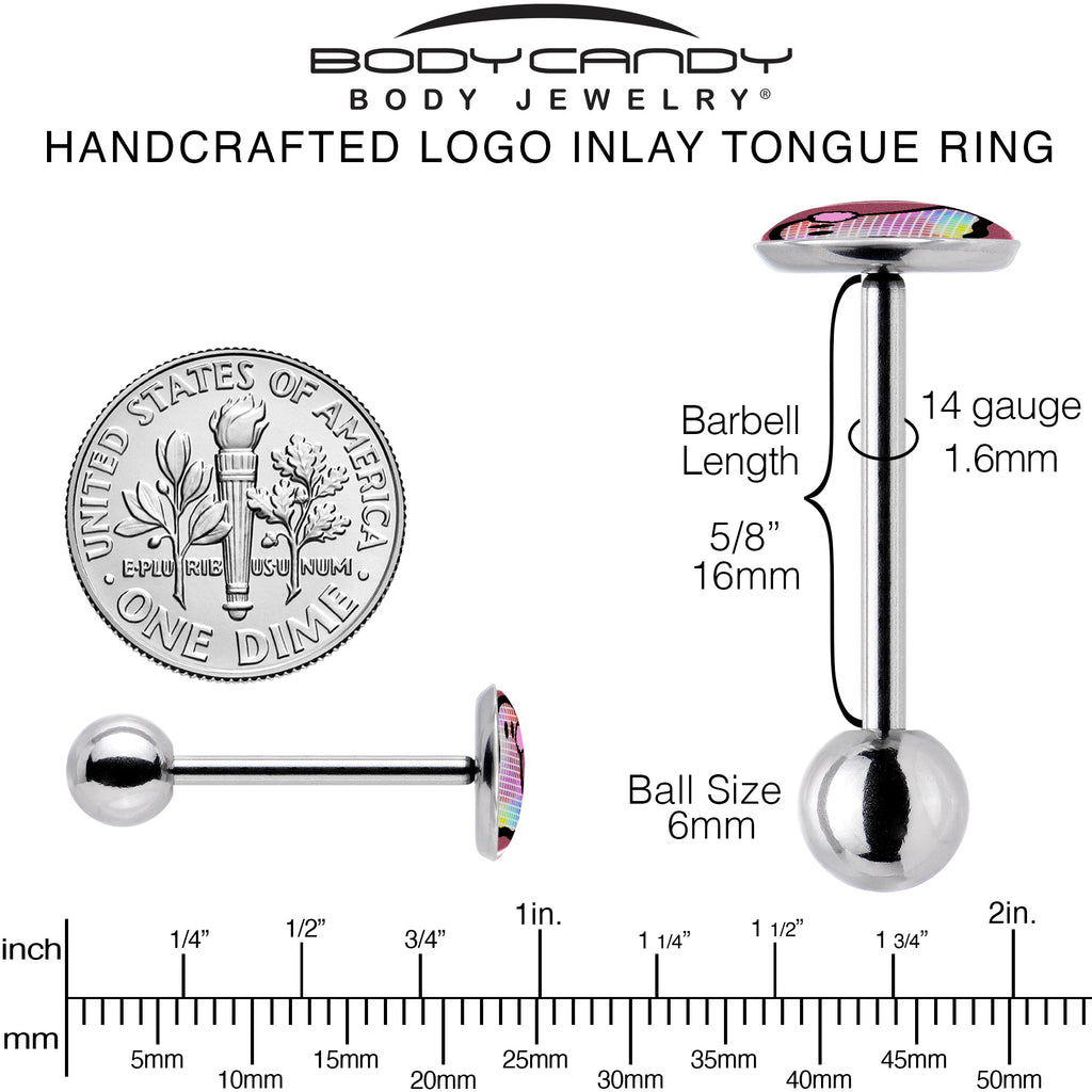 BodyCandy Disco Spirit Ghost Barbell Tongue Ring by Onyx O — back view