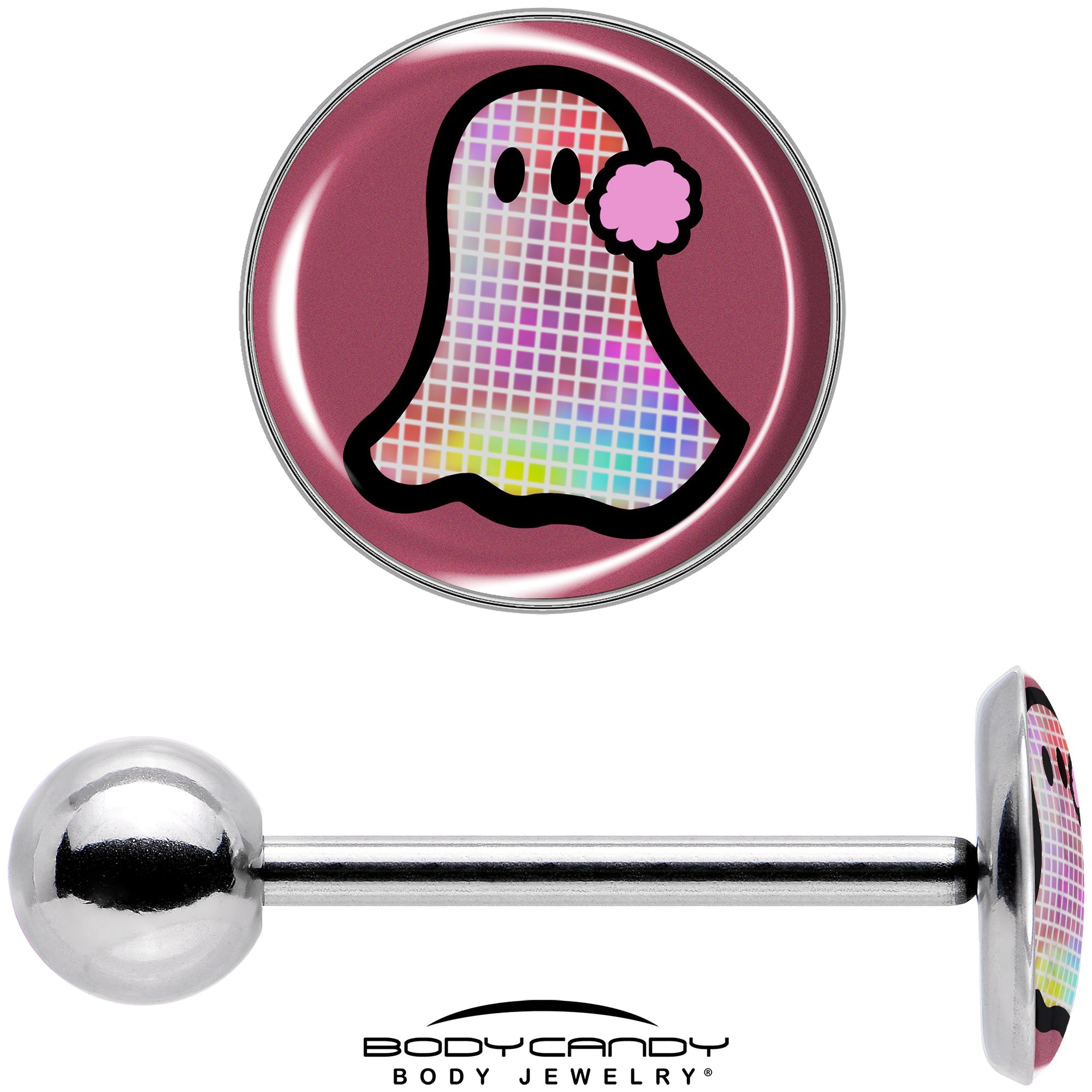 BodyCandy Disco Spirit Ghost Barbell Tongue Ring by Onyx O — in-use photo