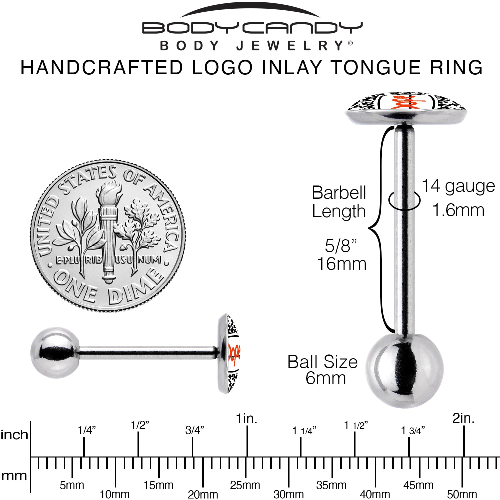 BodyCandy Dope Composition Notebook Barbell Tongue Ring by Onyx O — back view