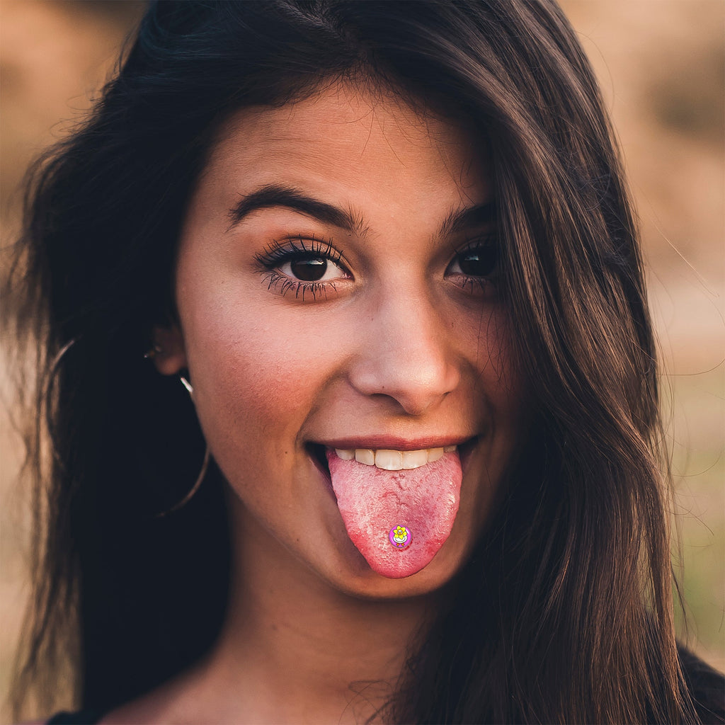 BodyCandy Daffodil Duck Barbell Tongue Ring by Onyx O — lifestyle context