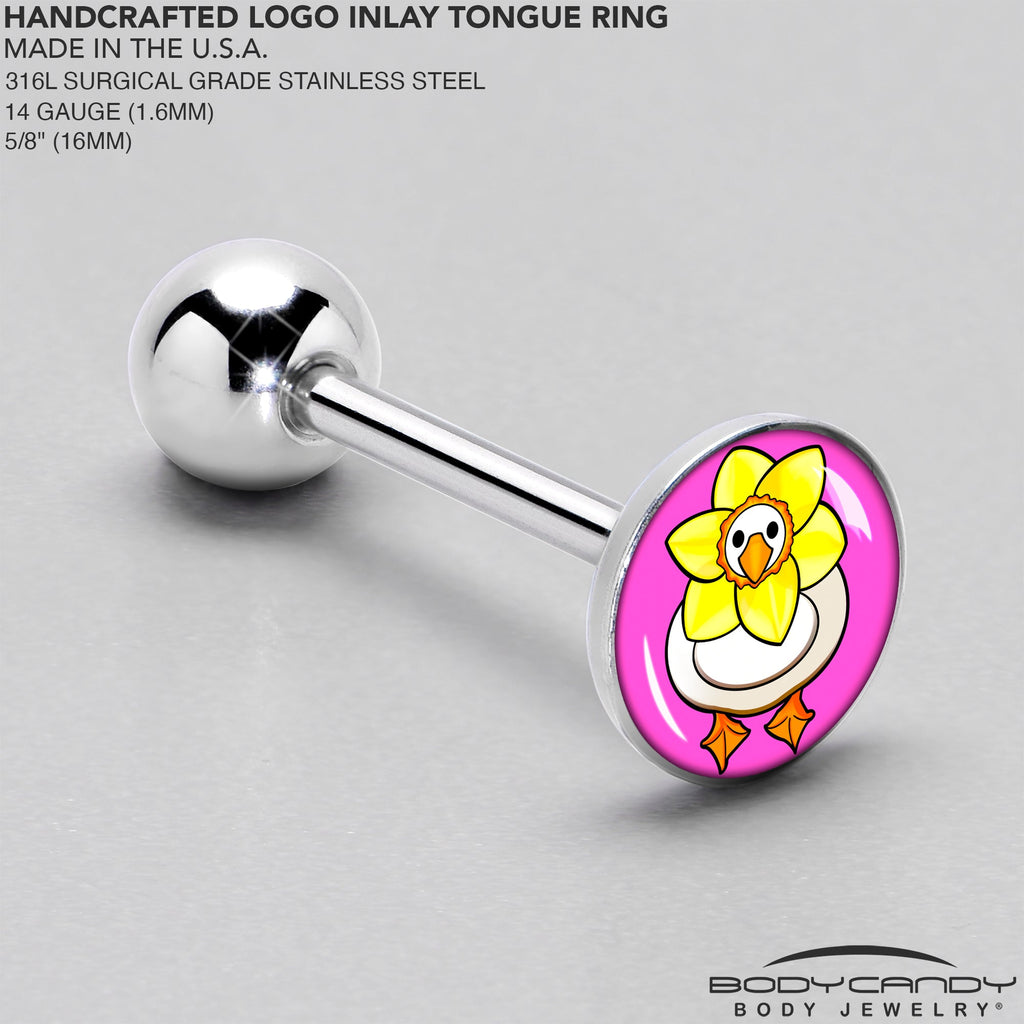BodyCandy Daffodil Duck Barbell Tongue Ring by Onyx O — side view